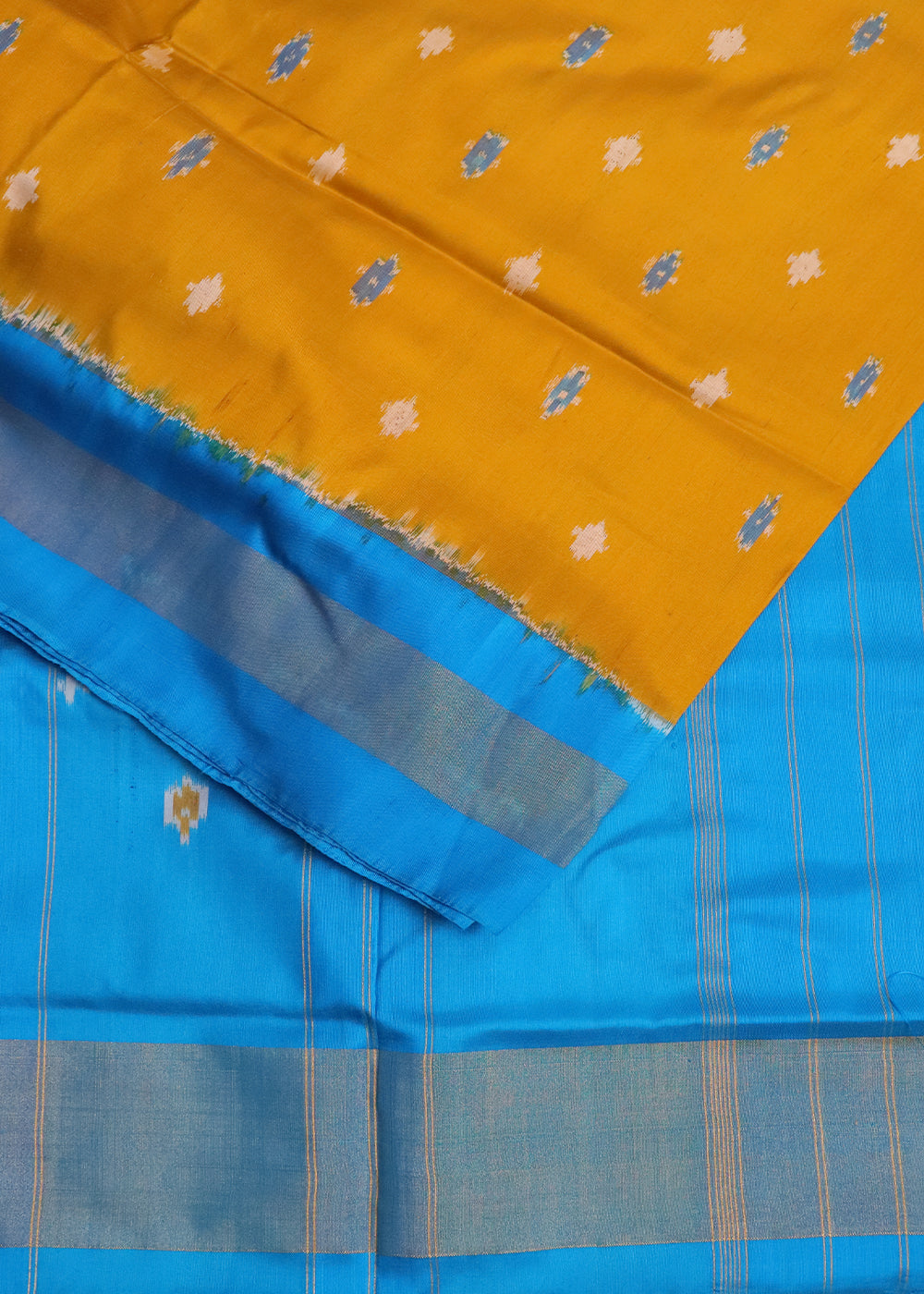 Goldenrod color handloom rajkot silk saree