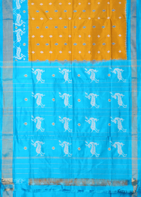 Goldenrod color handloom rajkot silk saree