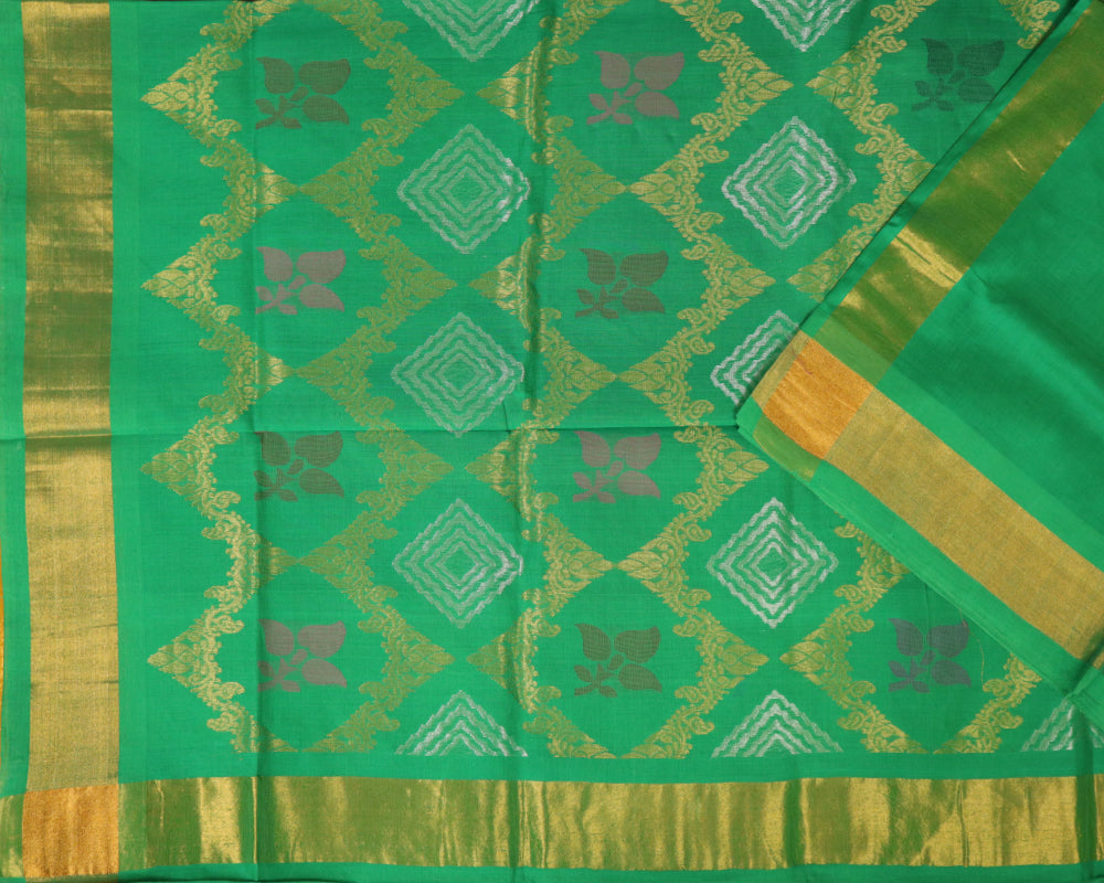 Forest green handloom Rajahmundry fancy cotton saree