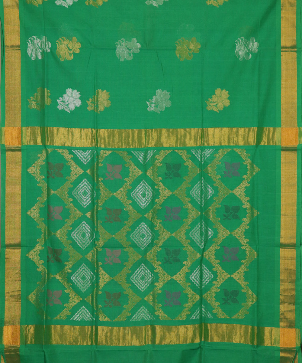 Forest green handloom Rajahmundry fancy cotton saree