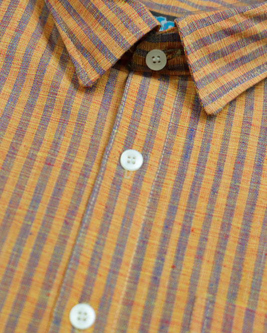 Honey orange color handwoven khadi shirt