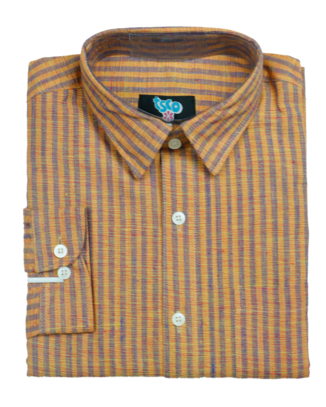 Honey orange color handwoven khadi shirt