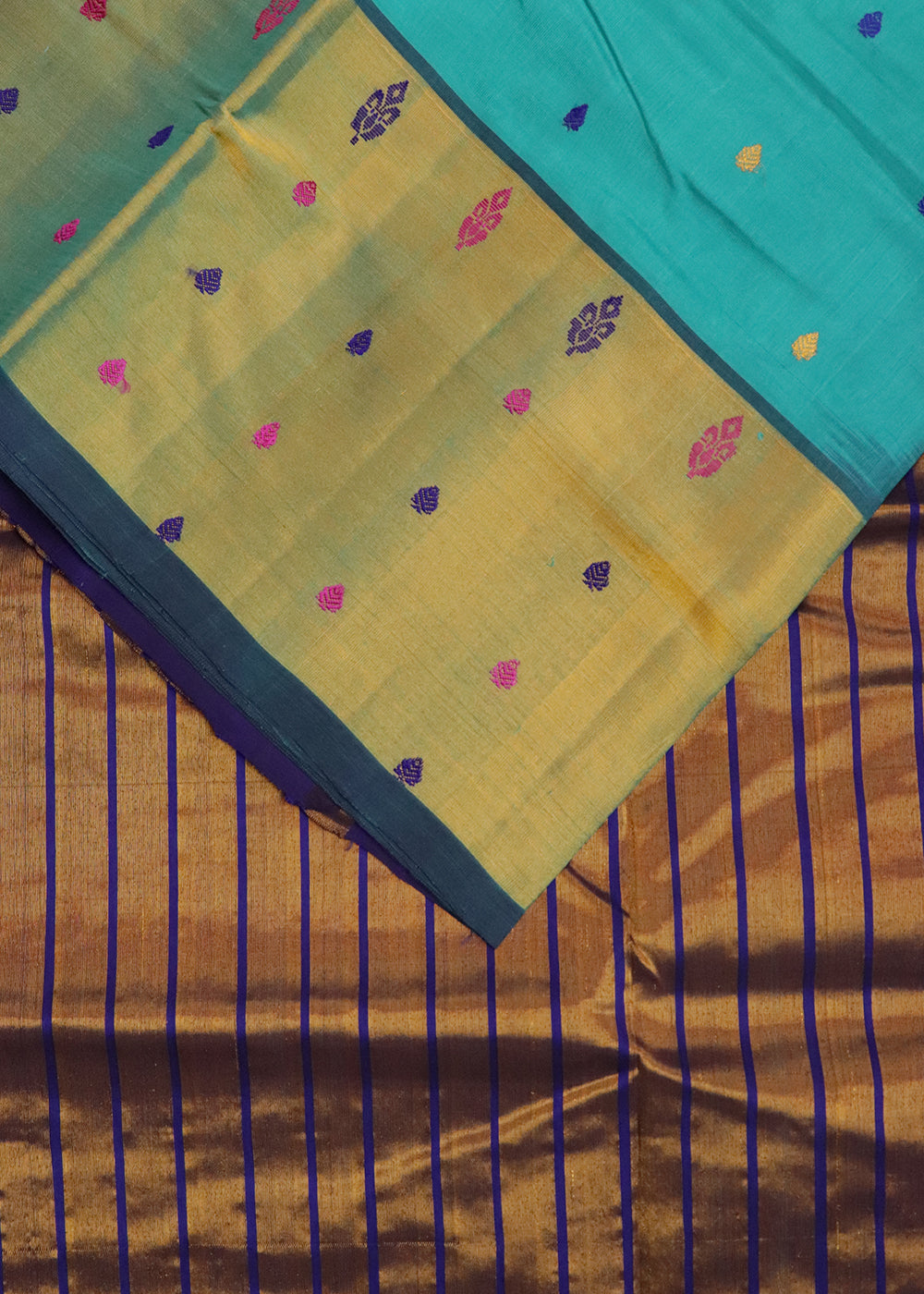 Turkish blue color handloom venkatagiri sico saree