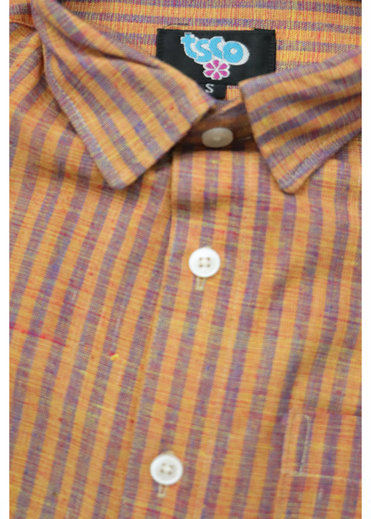 Tangerine orange color handwoven khadi shirt