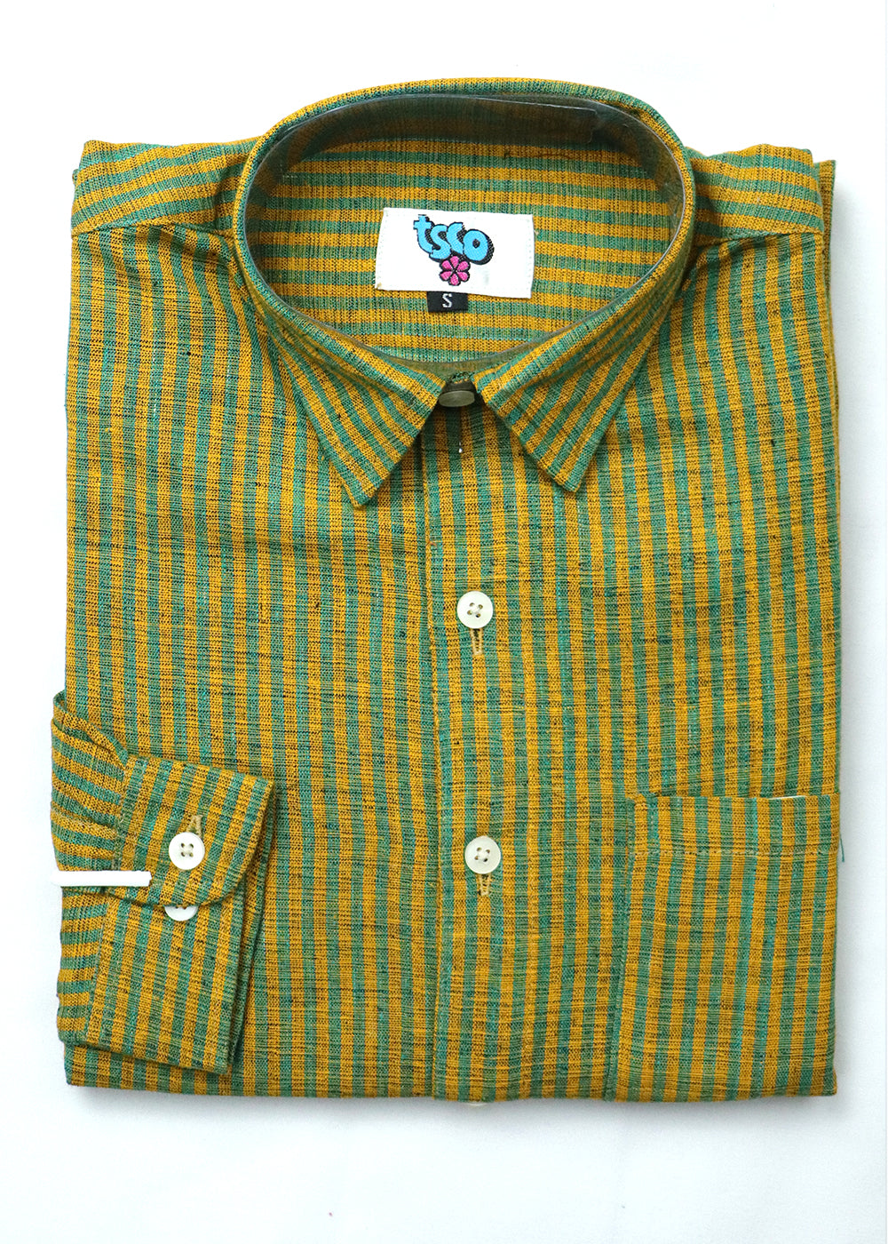 Tuscany yellow color handwoven khadi shirt