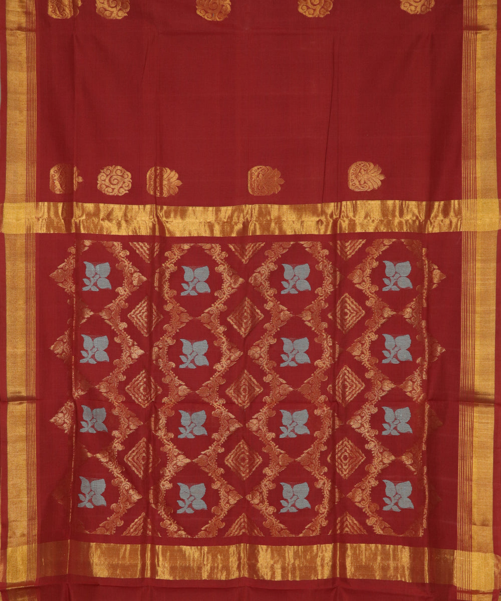 Carmine red handloom Rajahmundry fancy cotton saree