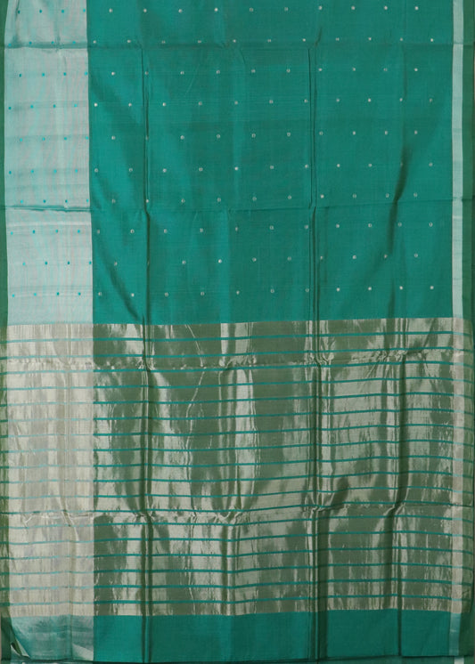 Sacramento green color handloom venkatagiri sico saree