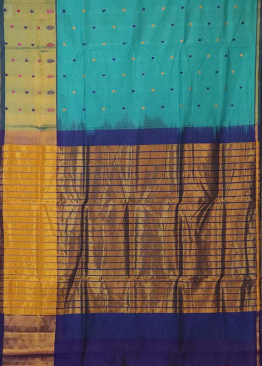 Turkish blue color handloom venkatagiri sico saree