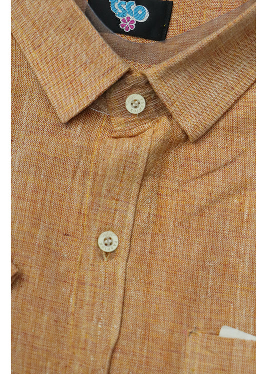 Ochre orange color handwoven khadi shirt