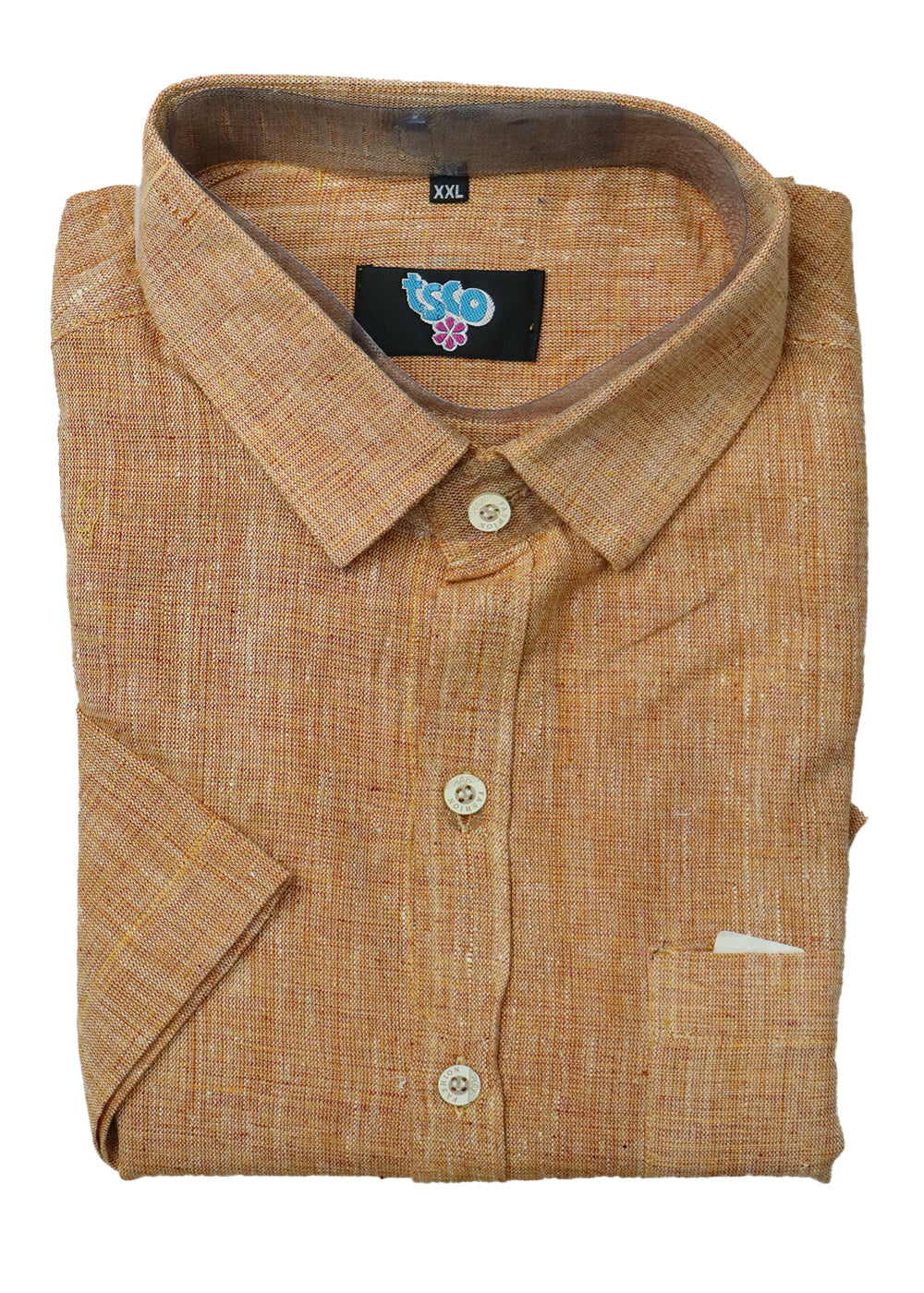 Ochre orange color handwoven khadi shirt