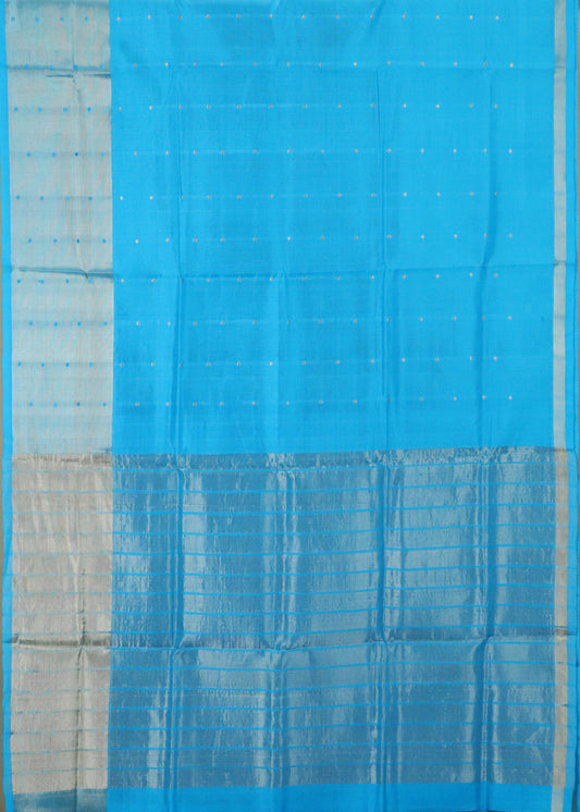 Olympic blue color handloom venkatagiri sico saree