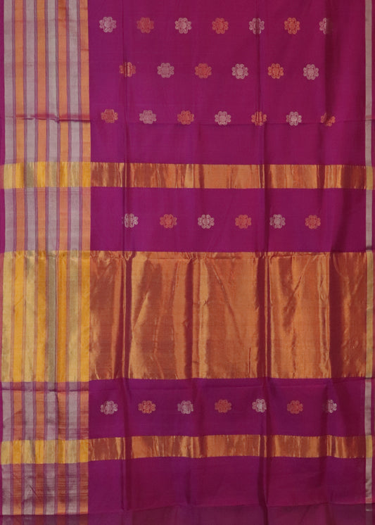 Lollipop violet color handloom venkatagiri sico saree