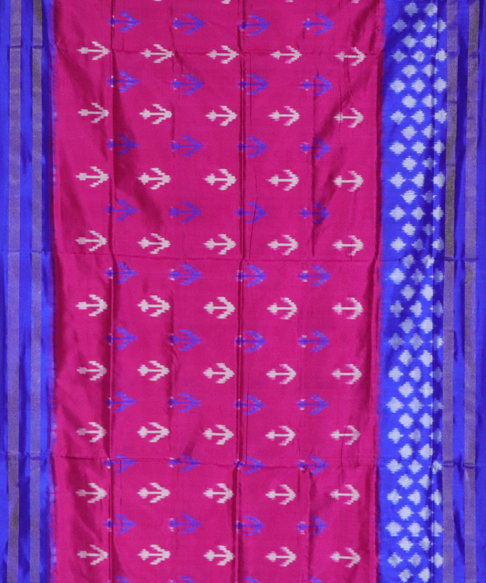 Ruby pink color Pochampally Silk Sarees