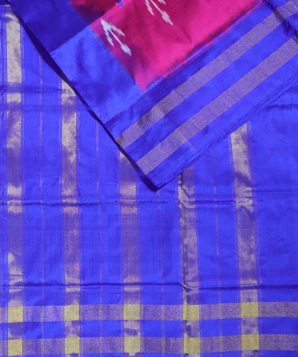 Ruby pink color Pochampally Silk Sarees