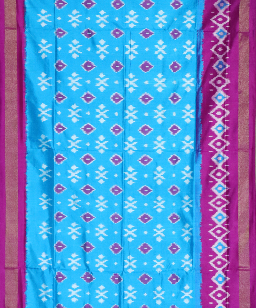 Olympic blue color Pochampally Silk Sarees