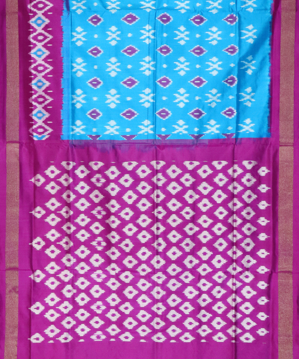 Olympic blue color Pochampally Silk Sarees