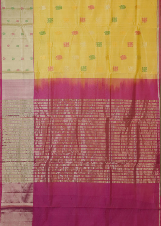 Laguna yellow color handloom venkatagiri sico saree