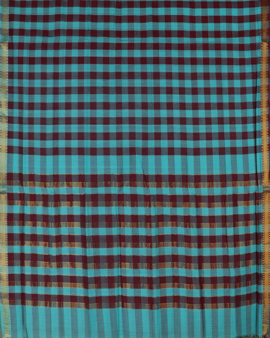 Turkish blue color mangalagiri cotton saree