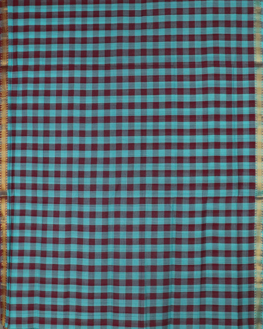 Turkish blue color mangalagiri cotton saree