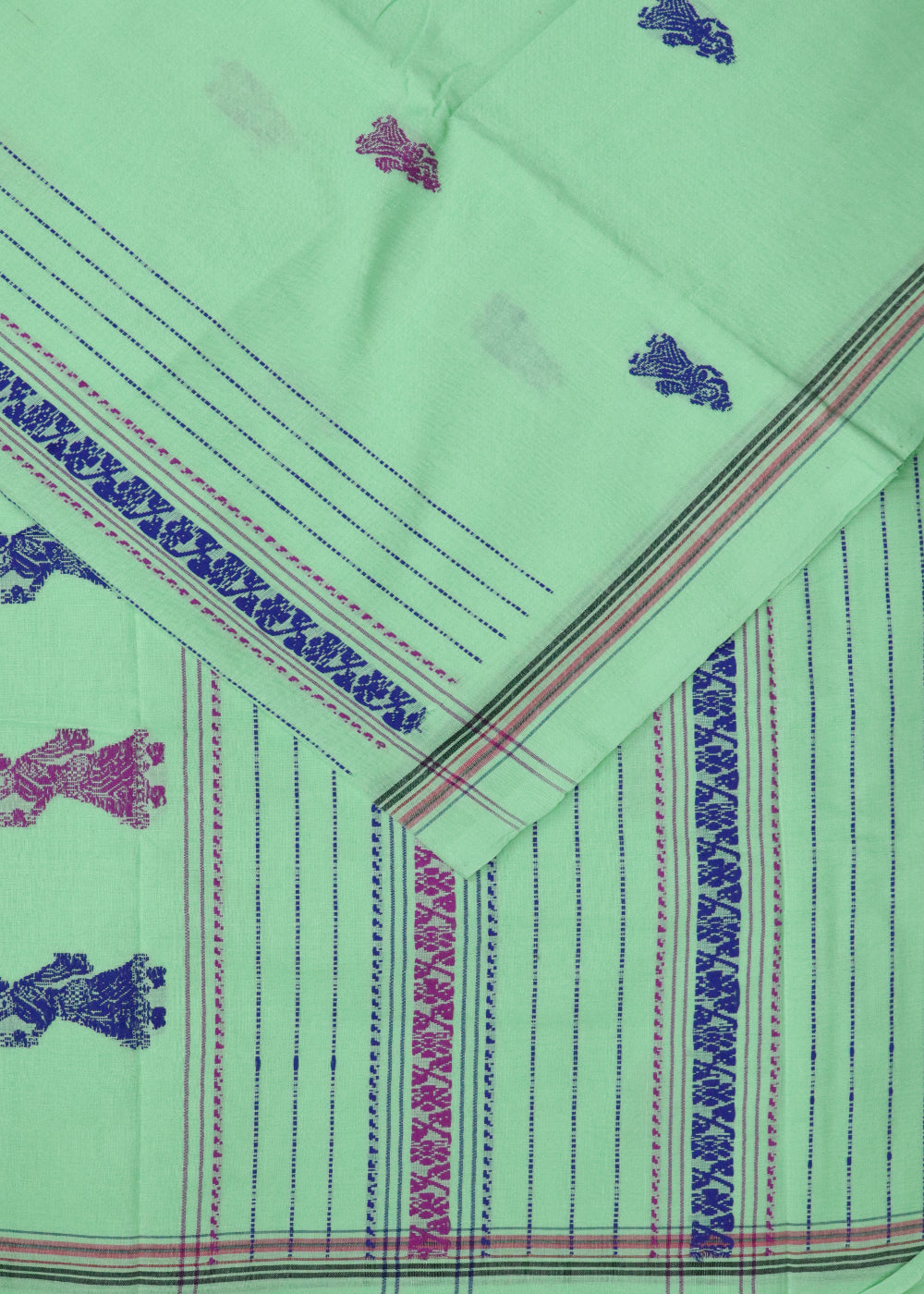 Mint green color gollabhama cotton saree