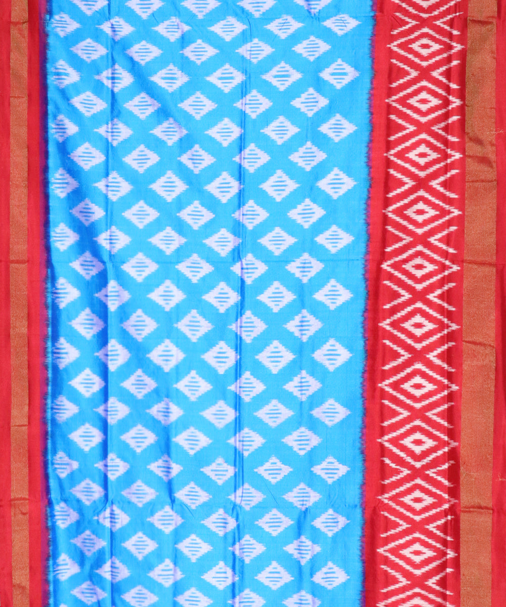 Maya blue color Pochampally Silk Saree