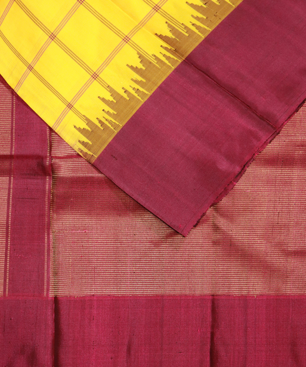 Yellow color handloom Gadwal Silk saree