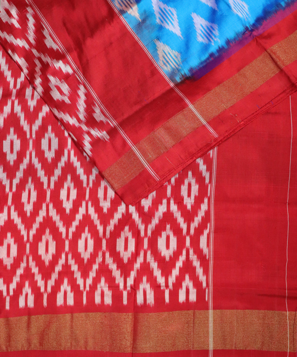 Maya blue color Pochampally Silk Saree