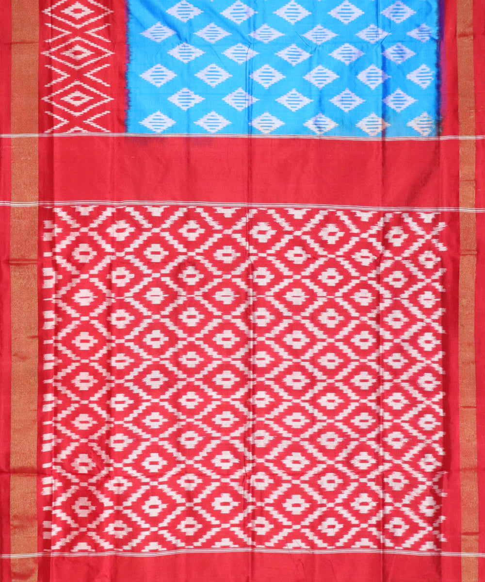 Maya blue color Pochampally Silk Saree