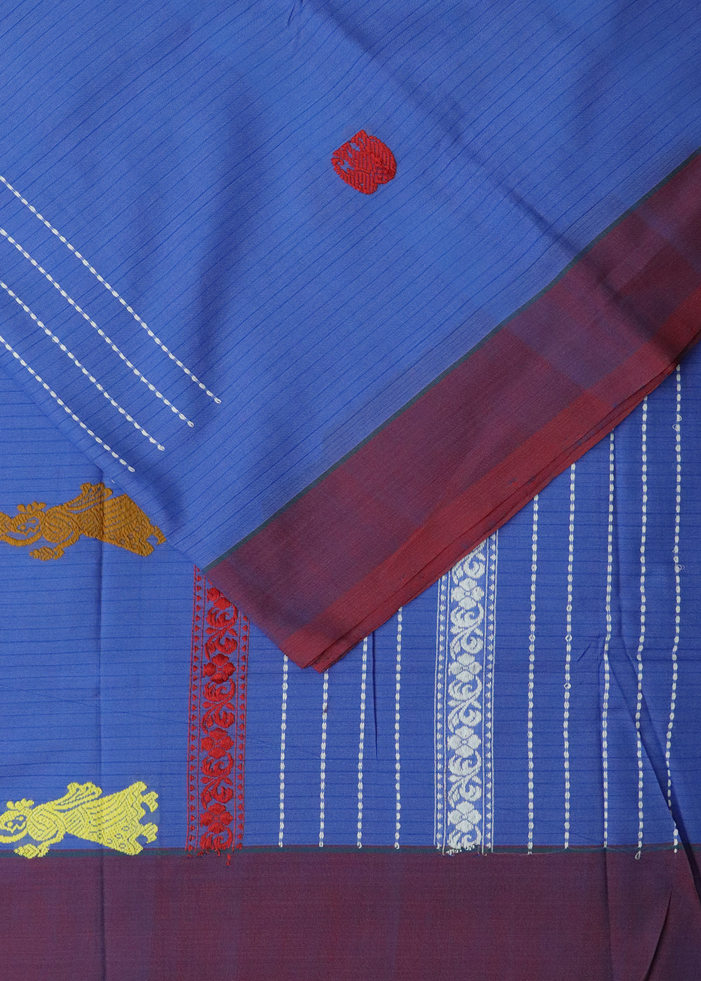 Sapphire blue color gollabhama cotton saree