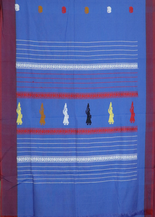 Sapphire blue color gollabhama cotton saree