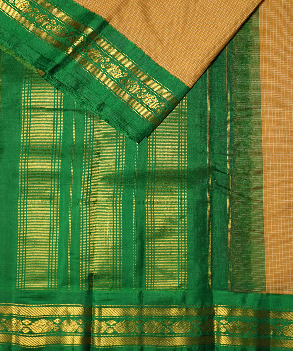 Tawny brown color Gadwal cotton saree