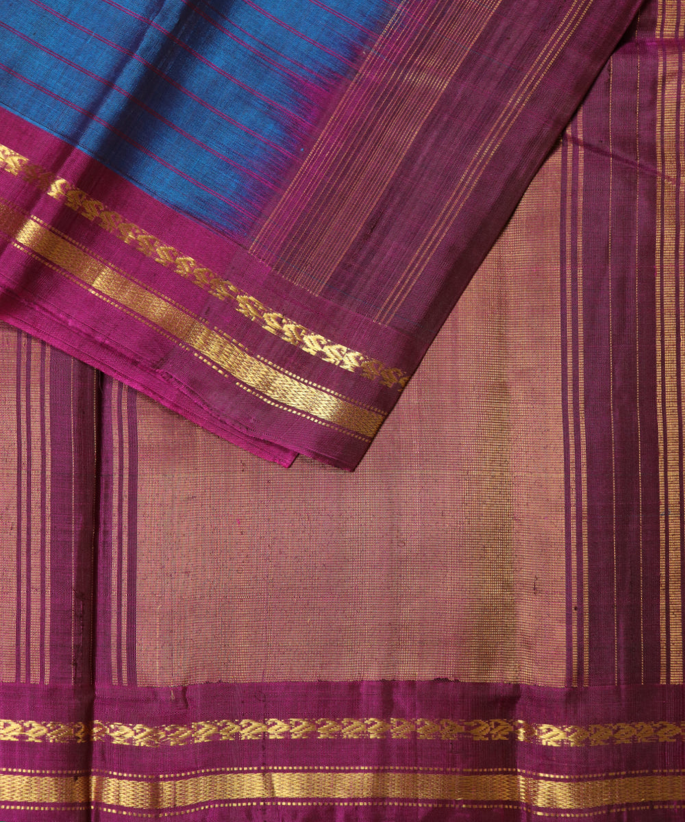 Sapphire blue Handloom Gadwal SICO saree