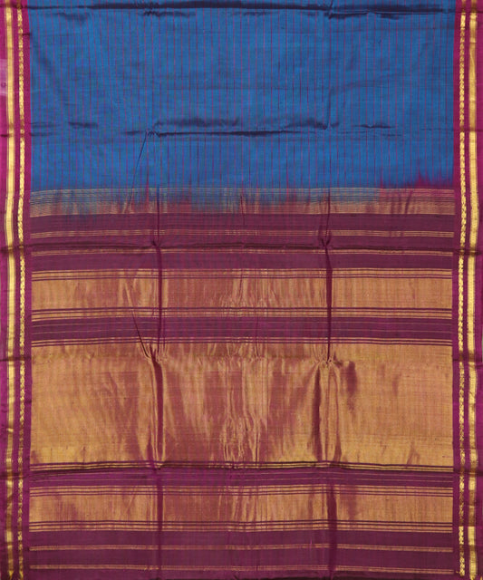 Sapphire blue Handloom Gadwal SICO saree