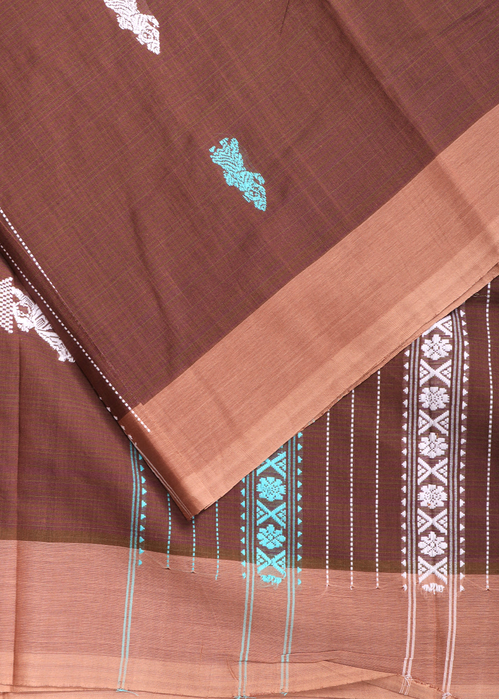 Cinnamon brown color gollabhama cotton saree