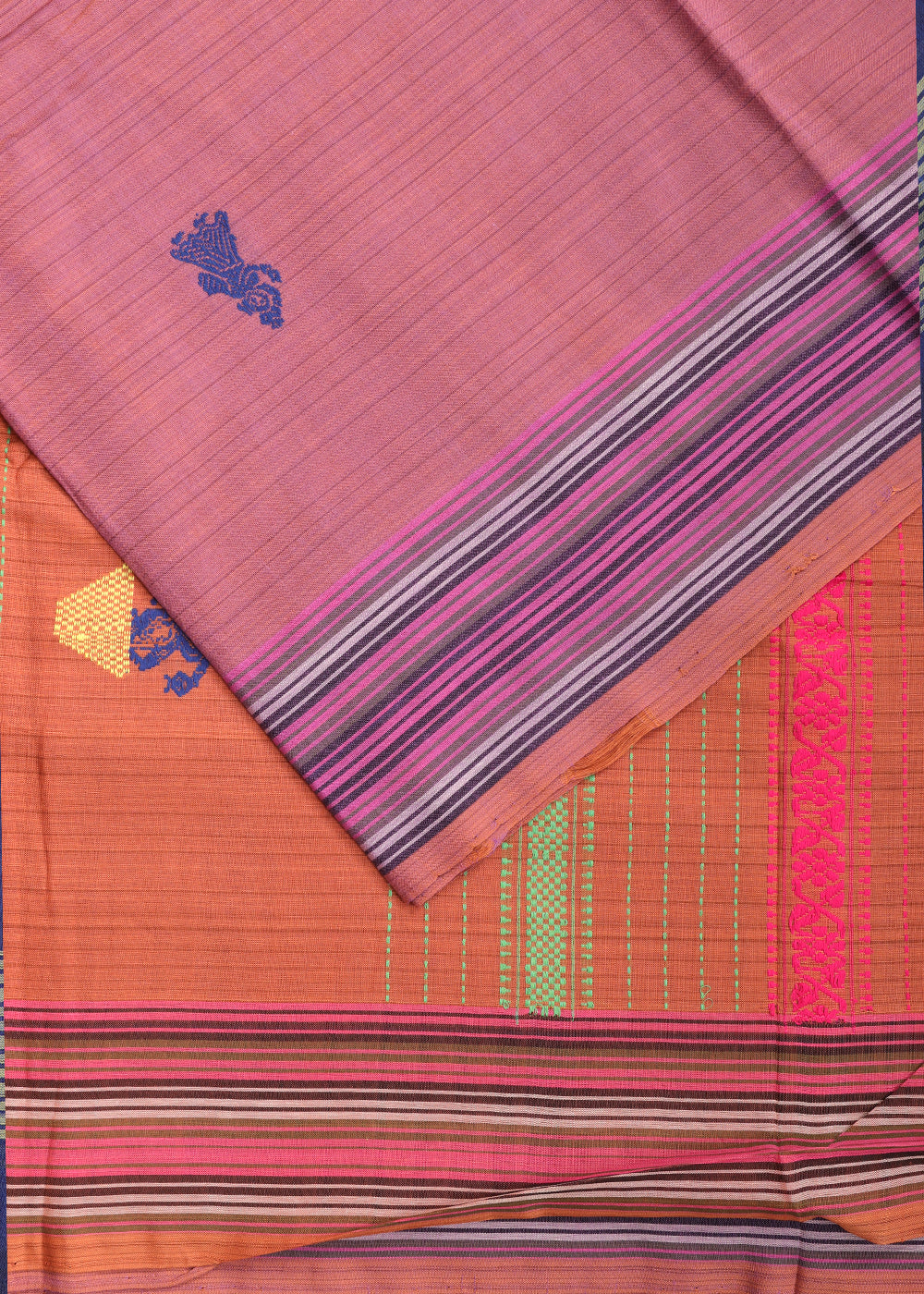 Punch pink color gollabhama cotton saree