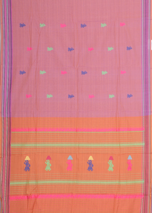 Punch pink color gollabhama cotton saree