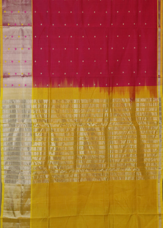 Ruby pink color handloom venkatagiri sico saree